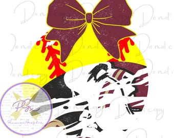 Imagem PNG de laço de softball FSU Seminoles desgastado, estilo universitário (download instantâneo)