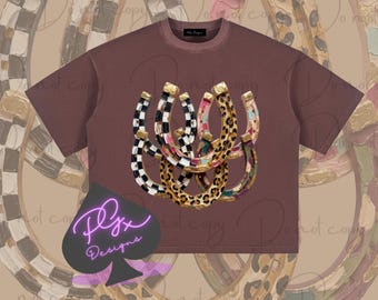 CHECKERED HORSESHOES Vintage Washed Boxy T-Shirt