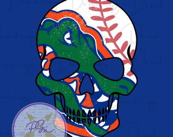 Caveira do time de beisebol Gators em PNG, arte para a vida universitária (download instantâneo)