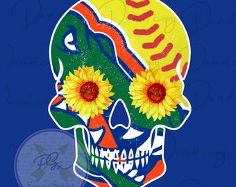 Caveira de jogadora de softball Gators PNG, arte para a vida universitária (download instantâneo)