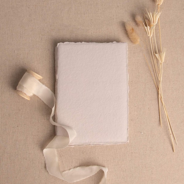 Handmade Paper In Beige | Deckle Edge Paper Sheet| Rag Cotton Paper | Recycled Eco Sheet For Wedding Invitations