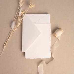 Handmade Paper Envelope In Ivory | Deckle Edge Envelope | Rag Cotton Paper | Recycled Eco Envelope For Wedding Invitations