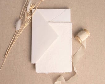 Handmade Paper Envelope In Ivory | Deckle Edge Envelope | Rag Cotton Paper | Recycled Eco Envelope For Wedding Invitations