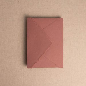 Handmade Paper Envelope In Rose | Deckle Edge Envelope | Rag Cotton Paper | Recycled Eco Envelope For Wedding Invitations