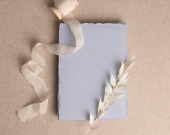 Handmade Paper In Light Blue | Deckle Edge Paper Sheet| Rag Cotton Paper | Recycled Eco Sheet For Wedding Invitations