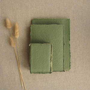 Sage Handmade Paper | Deckle Edge Paper Sheet| Rag Cotton Paper | Recycled Eco Sheet For Wedding Invitations