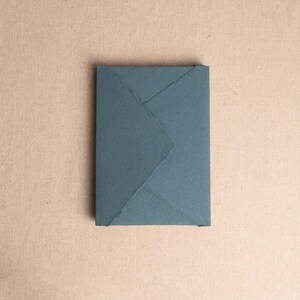 Handmade Paper Envelope In Teal Blue | Deckle Edge Envelope | Rag Cotton Paper | Recycled Eco Envelope For Wedding Invitations