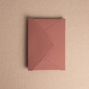 Handmade Paper Envelope In Rose | Deckle Edge Envelope | Rag Cotton Paper | Recycled Eco Envelope For Wedding Invitations
