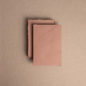 Handmade Paper Envelope In Clay Terracotta Deckle Edge Envelope Rag Cotton Paper Recycled Eco Envelope For Wedding Invitations image 2