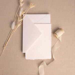 Enveloppe en papier fait main ivoire | Enveloppe Bord Deckle | Papier chiffon chiffon de coton | Enveloppe écologique recyclée pour faire-part de mariage