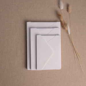 Handmade Paper Envelope In White | Deckle Edge Envelope | Rag Cotton Paper | Recycled Eco Envelope For Wedding Invitations