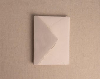 Handmade Paper Envelope In Beige | Deckle Edge Envelope | Rag Cotton Paper | Recycled Eco Envelope For Wedding Invitations