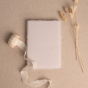 Handmade Paper In Beige | Deckle Edge Paper Sheet| Rag Cotton Paper | Recycled Eco Sheet For Wedding Invitations