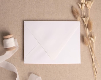 Luxury White Envelopes | Deep Flap  5x7, A6 & Rsvp 4 Bar Envelopes | White Wedding Invitation, Luxury Stationery