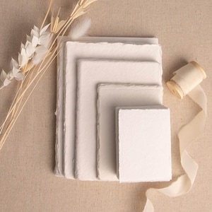 Papier fait main en ivoire | Feuille de papier Deckle Edge| Papier chiffon chiffon de coton | Feuille écologique recyclée pour faire-part de mariage