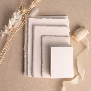 Handmade Paper In Ivory | Deckle Edge Paper Sheet| Rag Cotton Paper | Recycled Eco Sheet For Wedding Invitations