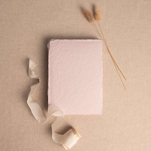 Handmade Paper In Blush Pink | Deckle Edge Paper Sheet | Rag Cotton Paper | Recycled Eco Sheet For Wedding Invitations