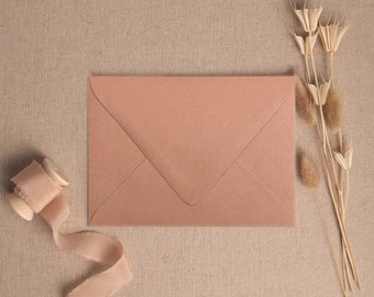 A6 Luxury Terracotta Orange Envelopes | Deep Flap Envelopes | Autumn Wedding Invitation, Luxury Stationery