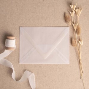 Luxury Translucent Vellum Envelopes | Deep Flap  5x7, A6 & Rsvp 4 Bar Envelopes | Modern Wedding Invitation, Luxury Stationery