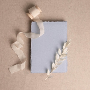Handmade Paper In Light Blue | Deckle Edge Paper Sheet| Rag Cotton Paper | Recycled Eco Sheet For Wedding Invitations