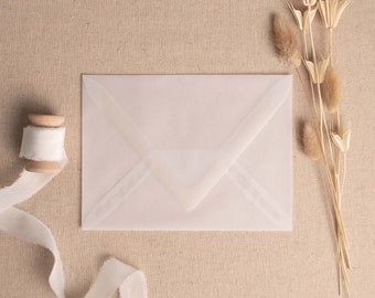 A6 Luxury Translucent Vellum Envelopes | Deep Flap Envelopes | Modern Wedding Invitation, Luxury Stationery