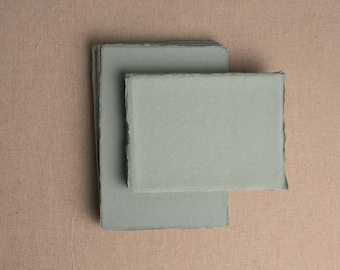 Handmade Paper In Jade Green | Deckle Edge Paper Sheet| Rag Cotton Paper | Recycled Eco Sheet For Wedding Invitations