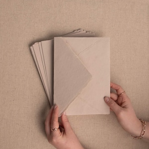 Handmade Paper Envelope In Earth | Deckle Edge Envelope | Rag Cotton Paper | Recycled Eco Envelope For Wedding Invitations