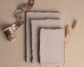 Handmade Paper In Mauve | Deckle Edge Paper Sheet| Rag Cotton Paper | Recycled Eco Sheet For Wedding Invitations