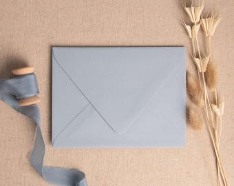 Luxury Dusky Blue Envelopes | Deep Flap  5x7, A6 & Rsvp 4 Bar Envelopes | Blue Wedding Invitation, Luxury Stationery