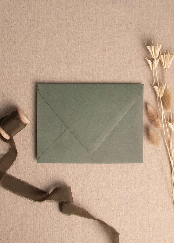 Seedling Green Colour | Premium Thick 175gsm Cardstock Wedding Envelopes | Various Size's 5X7, A6, 4 Bar (Rsvp)