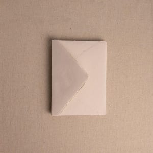 Handmade Paper Envelope In Beige | Deckle Edge Envelope | Rag Cotton Paper | Recycled Eco Envelope For Wedding Invitations