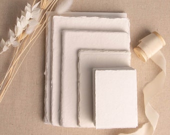 Handmade Paper In Ivory | Deckle Edge Paper Sheet| Rag Cotton Paper | Recycled Eco Sheet For Wedding Invitations