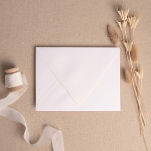 Luxury White Envelopes | Deep Flap  5x7, A6 & Rsvp 4 Bar Envelopes | White Wedding Invitation, Luxury Stationery