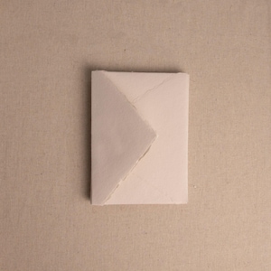 Handmade Paper Envelope In Beige | Deckle Edge Envelope | Rag Cotton Paper | Recycled Eco Envelope For Wedding Invitations