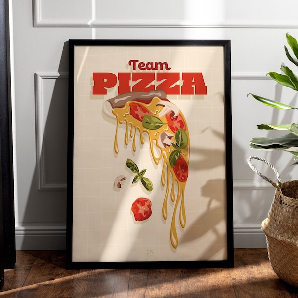 Affiche Team Pizza - Illustration pizza, Idée déco cuisine, Pizzéria