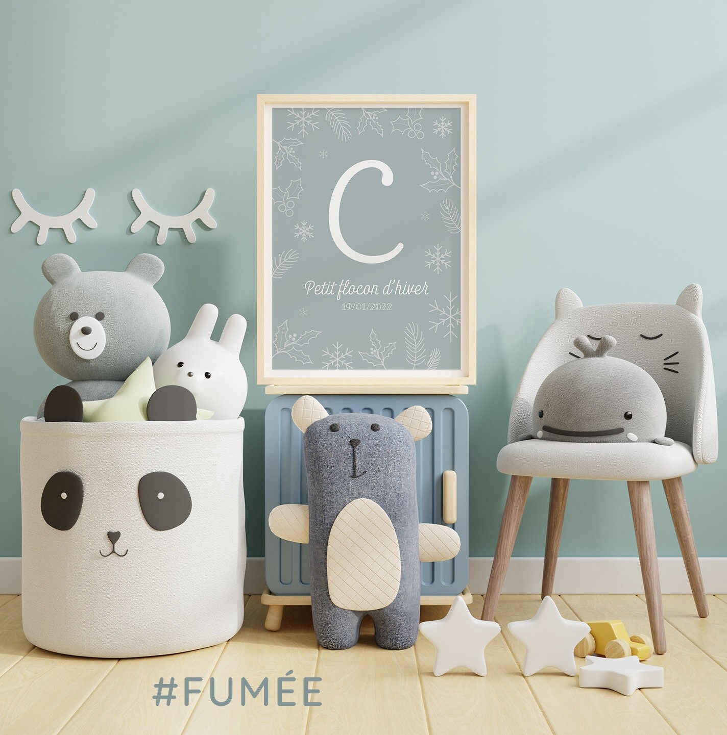 Affiche Saison de Naissance - Hiver/Initiale + Date