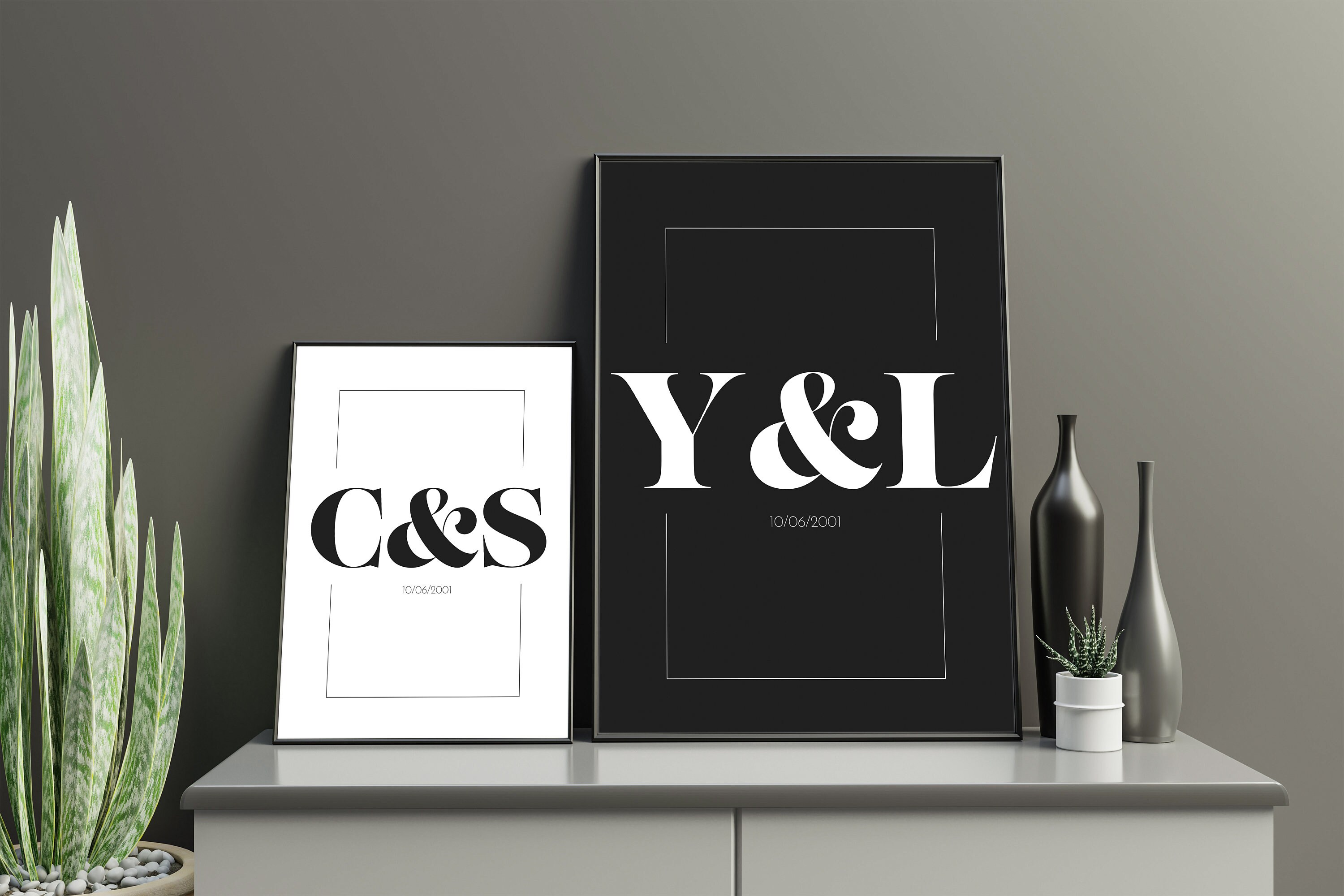 Affiche Personnalisée - Initiales Couple