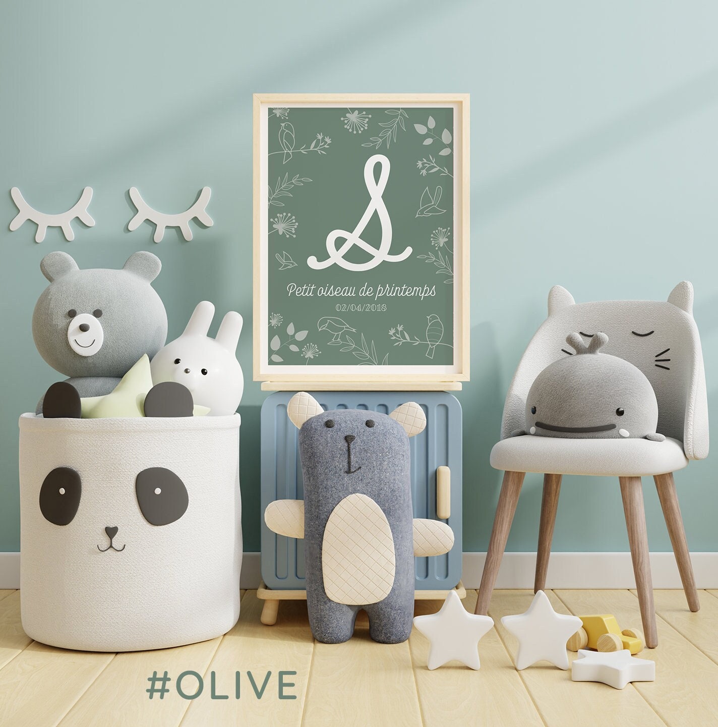 Affiche Saison de Naissance - Printemps/Initiale + Date