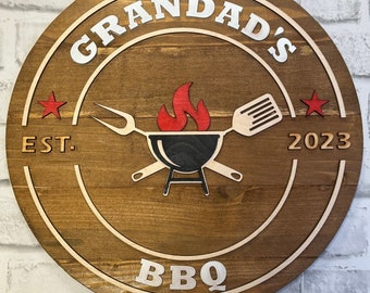 Regalo del día del padre, letrero 3D personalizado, letrero de barbacoa, letrero de jardín, decoración de pared para el hogar, para él, para ella
