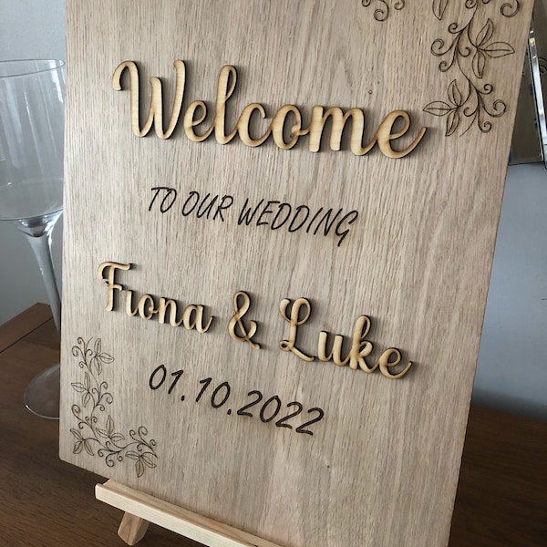 Personalised Wedding sign, 3D Welcome wedding sign, Wedding board, Wooden wedding sign, Rustic wedding sign, Signs for wedding