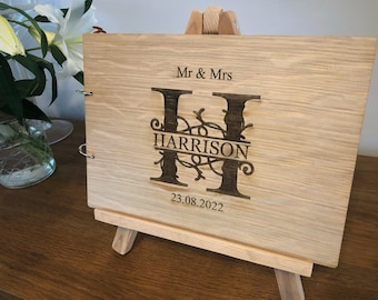Personalised guestbook, Wedding guest book, Monogram book, rustic guest book, custom guest book, alternative, wood, wooden, wedding décor