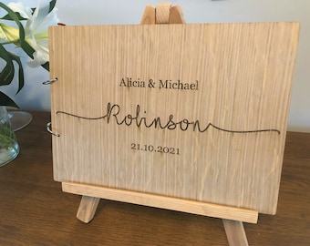 Wedding guest book, Personalised guestbook, elegant , rustic guest book, custom guest book, alternative, wood, wooden, wedding décor