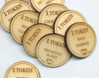 Personalised Love Tokens, Valentines day gift, Boyfriend, Girlfriend, Husband, Wife, Partner, wooden voucher