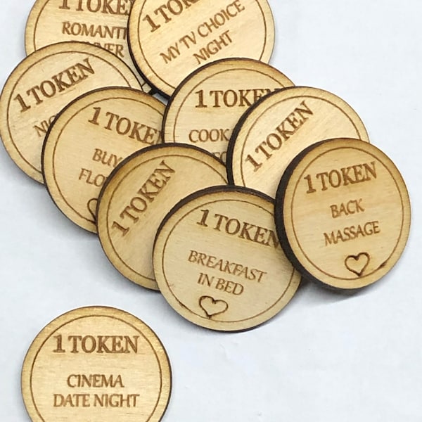 Personalised Love Tokens, Valentines day gift, Boyfriend, Girlfriend, Husband, Wife, Partner, wooden voucher