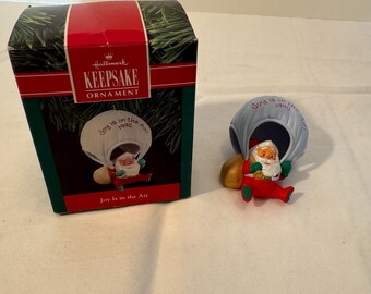 Hallmark Keepsake Ornament - 1990 Joy is in the Air - Santa Parachuting