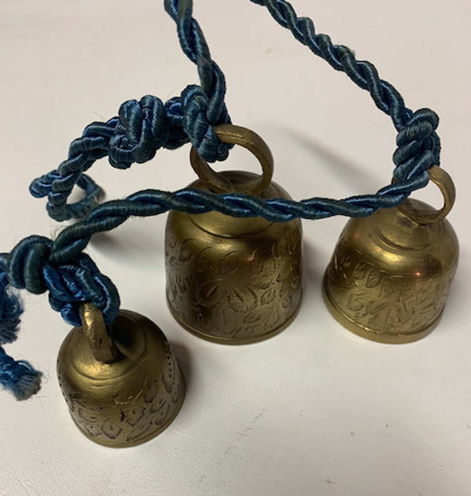 Bells of Sarna Brass With Blue Rope Made in India Etsy