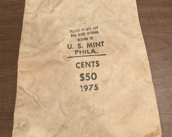 Bank Bag - Cloth - US Mint Phila - 1975 - Vintage