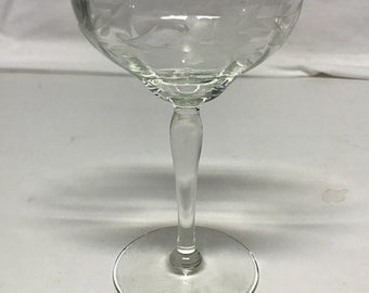 Etched Glass - Coupe Style - Vintage - 1950s