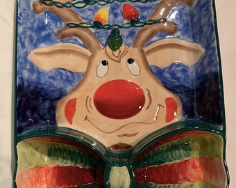 Clay Art - Reindeer Platter - Vintage