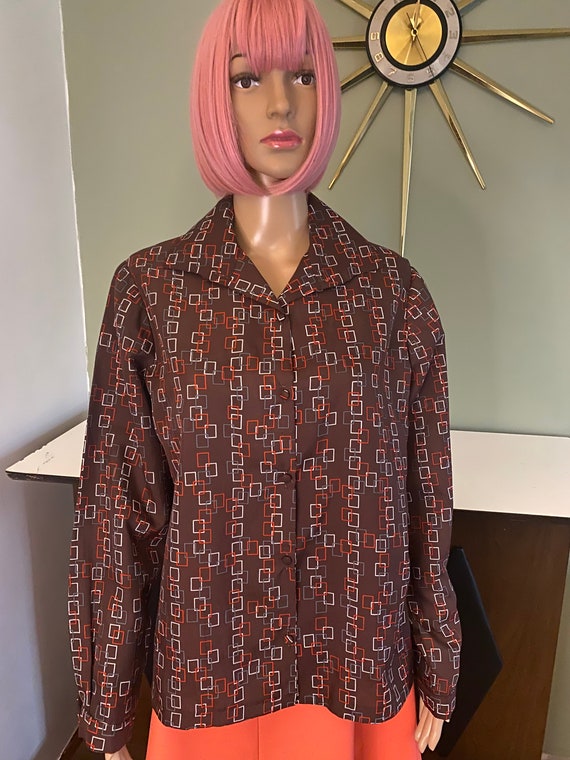 Vintage Geometric Disco Shirt - image 1